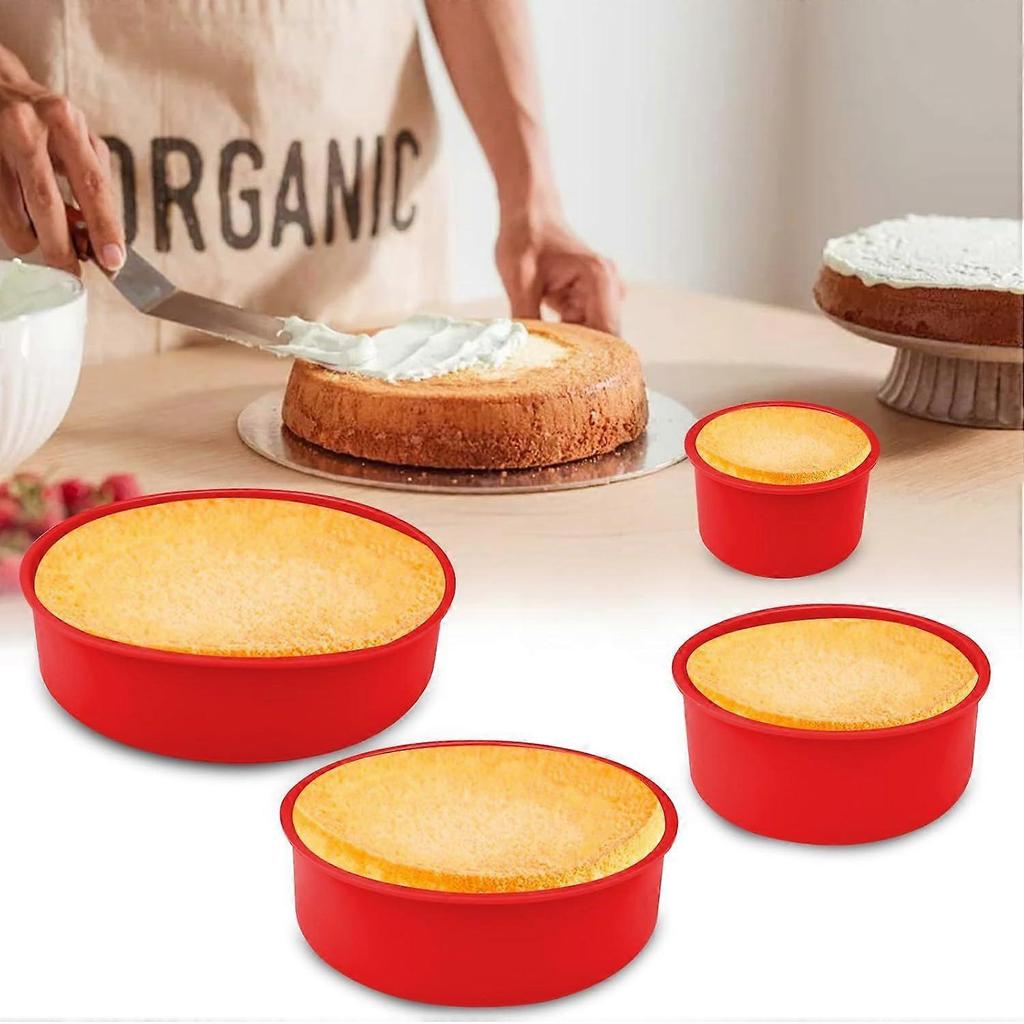 Silicone Cake Mold, Round Silicone Cake Molds, Four-Piece Set of Layer Cake Baking Molds, Leak-Proof Non-Stick Pastry Cake Molds, Children's Cake Mold