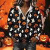 Women's Long Sleeve Halloween Print Pullover Hoodie Sweatshirt with