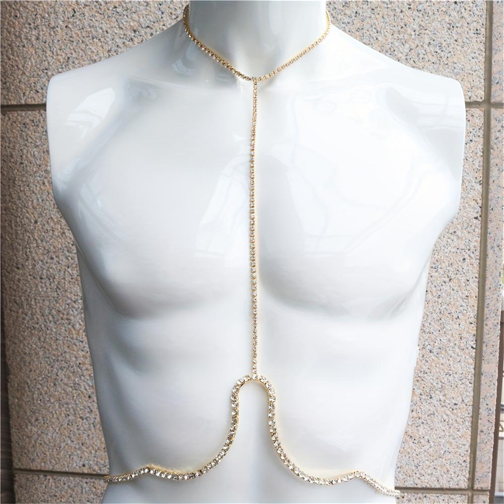 European And American Fashion Accessories, Multi-Layer Rhinestone Body Chain, Nightclub Sexy Bikini Chest Chain For Women