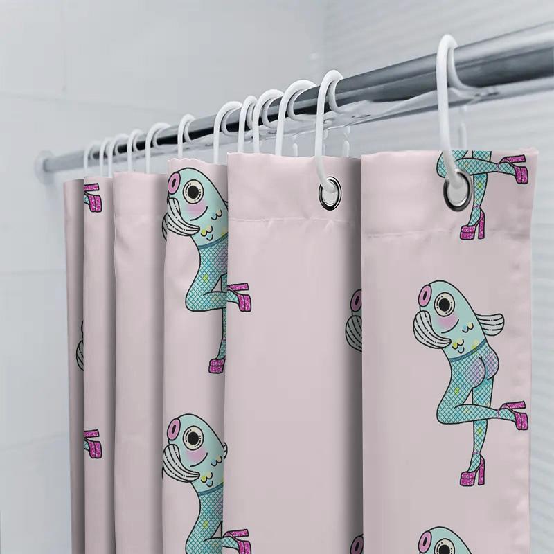 Unframed Unique Anime Girl Shower Curtain Japanese Kawaii Otaku Decor Bathroom Set Waterproof Home Decor Vivid Pattern Anime Sho