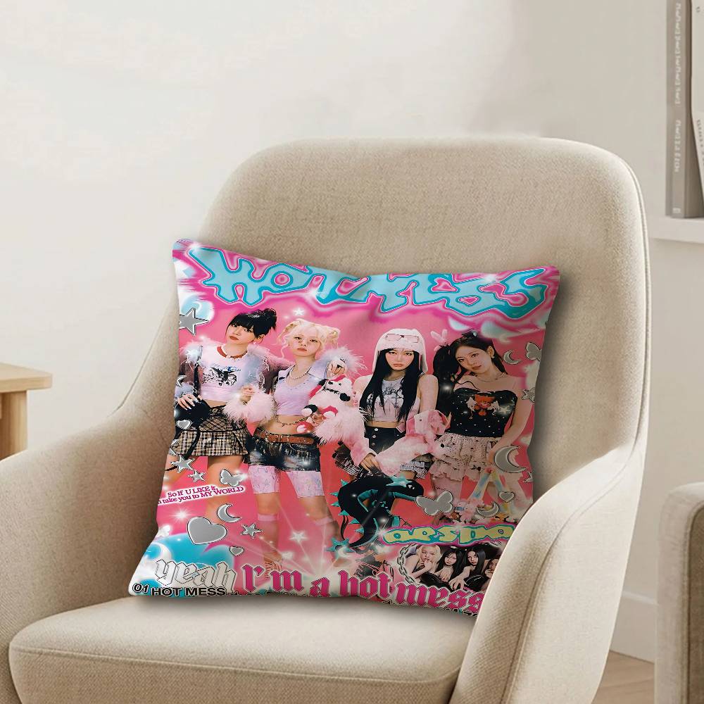 Kpop AAespa Office Cushion Pillowcase Car Cushion CoverXCM Lumbar Pillowcase Sofa Pillowcover