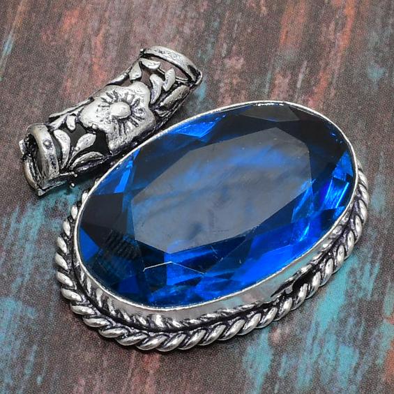 Praktfull London Blue Topaz Edelsten Håndlaget 925 Sterlingsølv Smykker Anheng