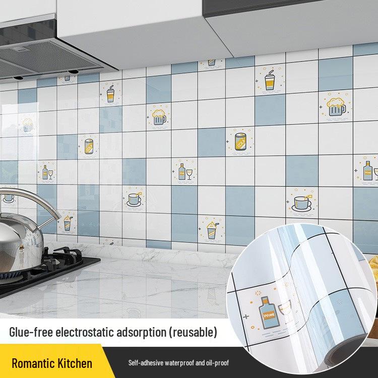 Autocollants muraux de cuisine résistants à l'huile et à l'eau: Papier peint pour cuisinière anti-moisissure, résistant aux hautes températures pour carrelage