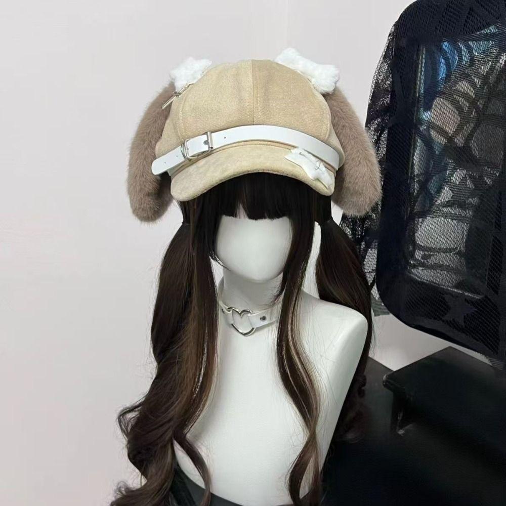Subculture Fashion Sweet Style Women's Berets Dog Eared Winter Accessories Newsboy Hat Soft Fabric Trendy Headwear Autumn Winter