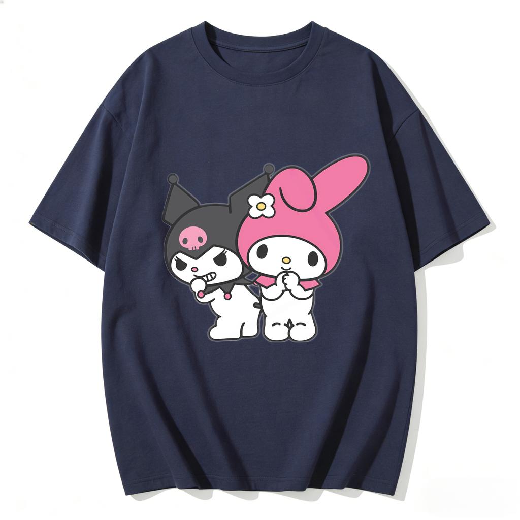 2026 New Kuromi  My Melody Cartoon Print Tshirt Family Matching Outfits Casual Short Sleeve Tee for Women Unisex Kids Streetwear