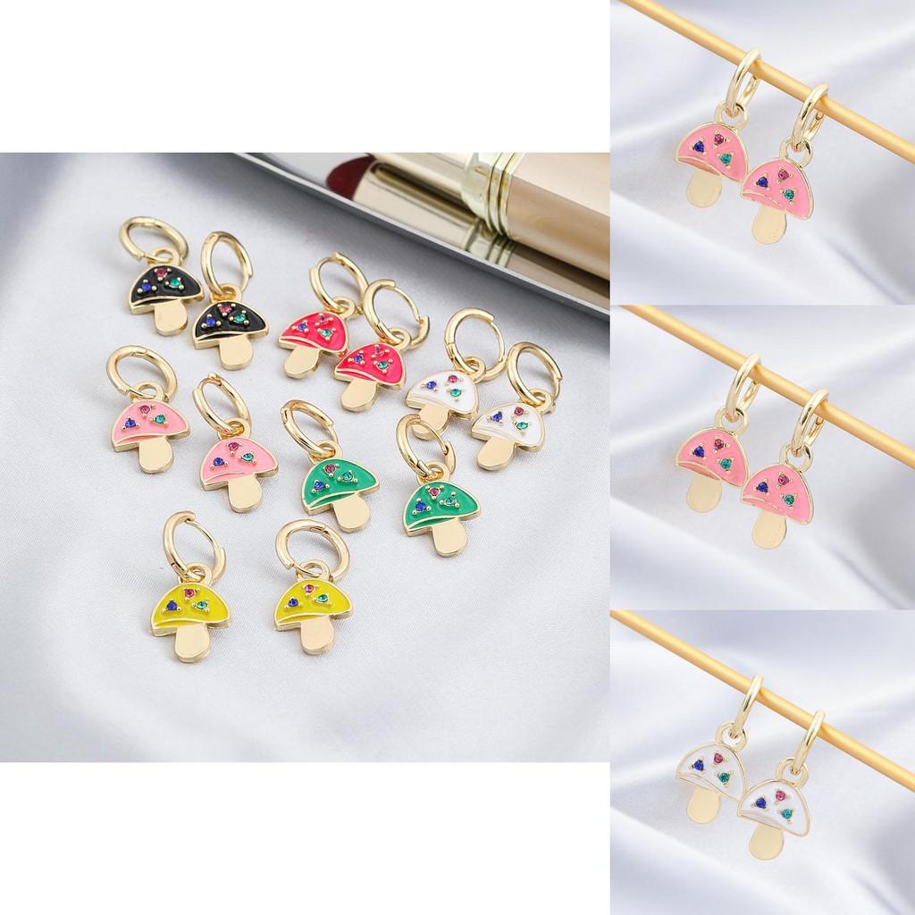 Contemporary Elegant Plated Geometric Mushroom Earrings For Women In Multiple Colors