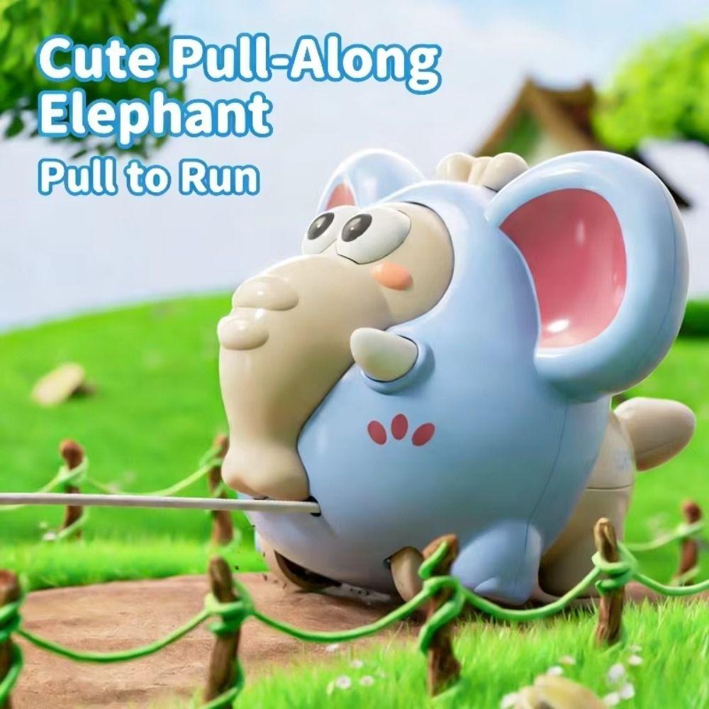Pulling Rope Car Inertial Sliding Game Animal Clockwork Toy Pull Line Elephant Toy  Toddler