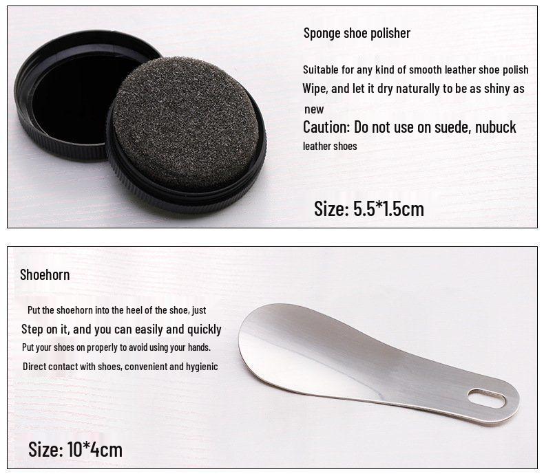 Portable 9-Piece Shoe Shine and Polishing Set: Includes Brushes, Black Shoe Polish, and Oiling Tools