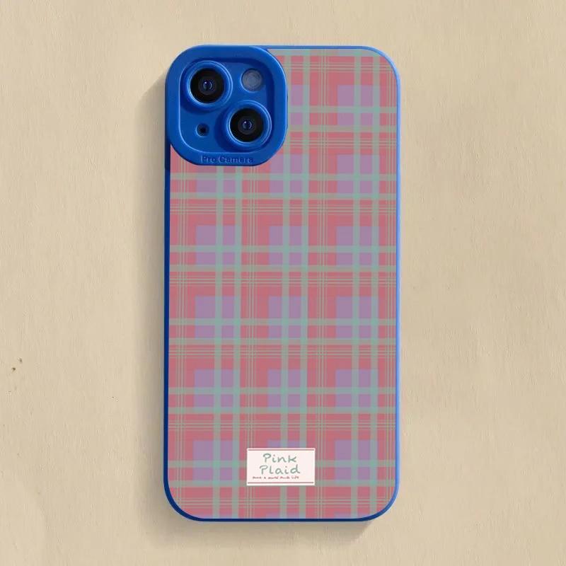 

Cute Dopamine Color Block Match Plaid Case For Samsung Galaxy A16 A06 A26 A54 A33 A34 S25 S24 S23 S22 Ultra Plus FE Soft Cover For Samsung S24 FE