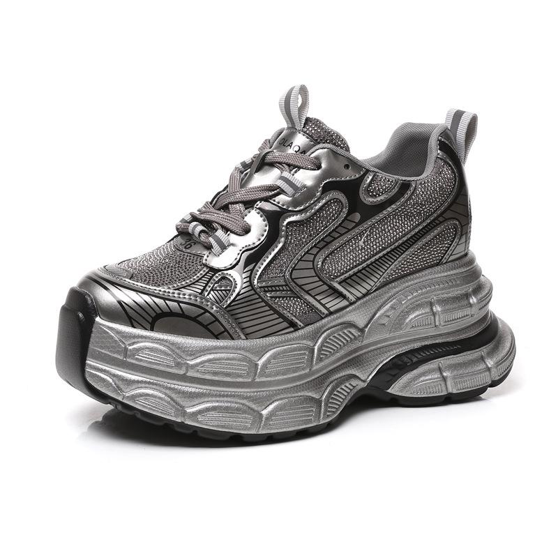 TW1279-2 Women's Thick Sole Rhinestone Dad Shoes - 2024 Versatile Autumn Fashion