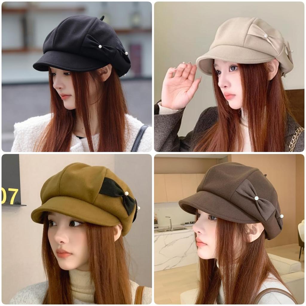 Hunting UV Slimming Stylish [Qzkouma] Casquette, Autumn/Winter Hat, Women's Cap, Warm, Windproof, Protection, Effect, ZUHB-810 (Black)