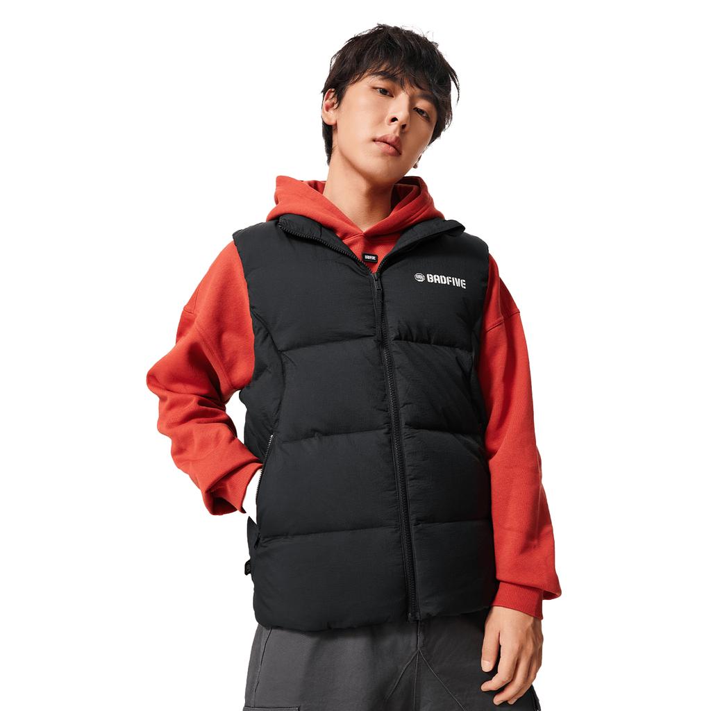 Li Ning BADFIVE Down Vests Men's Black Stand Collar Thickened AMRV151-1
