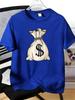 Unisexs Tee Dollar Symbol Money Bag Cartoon Art Print Cotton Short Sleeve Male Casual Streetwear Outdoor Daily Basic Fashion Top