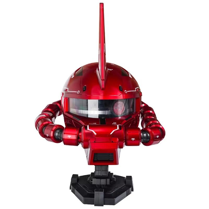 Anime Red Zaku Warrior Helmet Mobile Suit Figure Desktop Ornament Doll Model Comic Con Cosplay Props Boy Toy Gift Collectible
