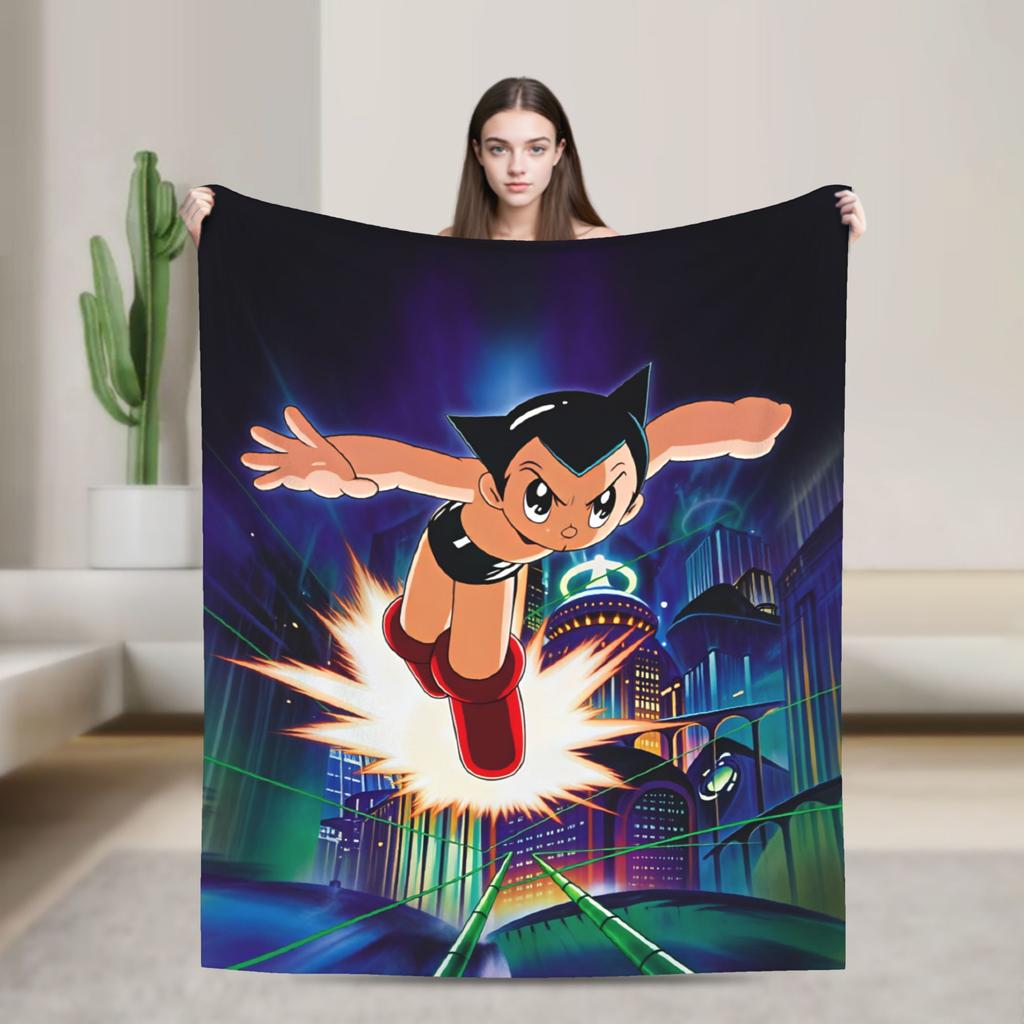Super Soft BlanketChild Camping Astro Boy Anime Throw Blanket Flannel Bedspread For Bedroom Pattern Sofa Bed Cover