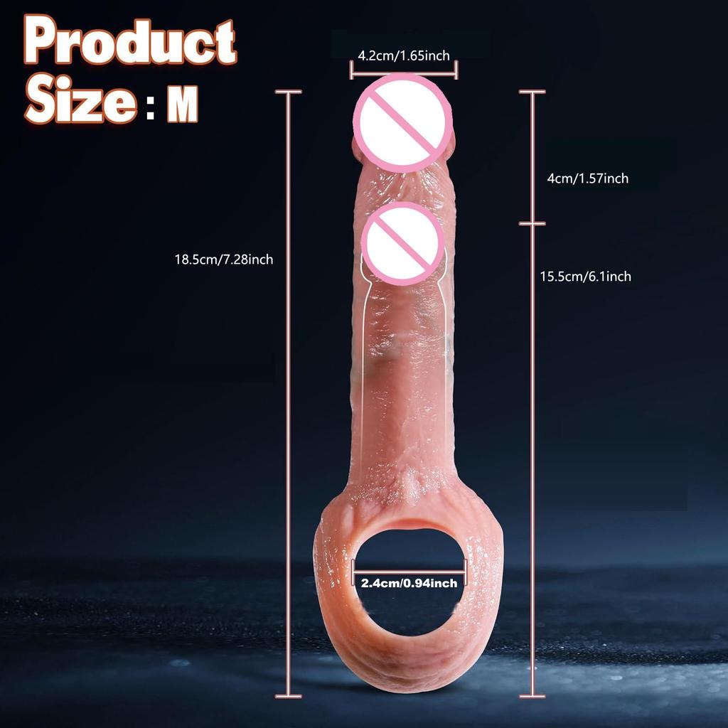 Reusable Penis Sleeve Magnify Cock Ring Delay Ejaculation Penis Condoms Dick Silicone Glans Cover Enlargement Sex Toys For Men