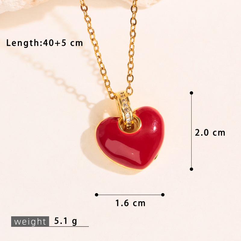 Elegant Heart Pendant Necklace: Japanese-Korean Enamel Glaze Clavicle Chain for Women