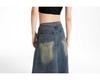 Women's Retro High-Waisted Denim A-Line Skirt - Summer, Washed Blue, Knee-Length