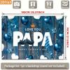 2D Blue Wood Father's Day Backdrop, Love You Papa Party Banner