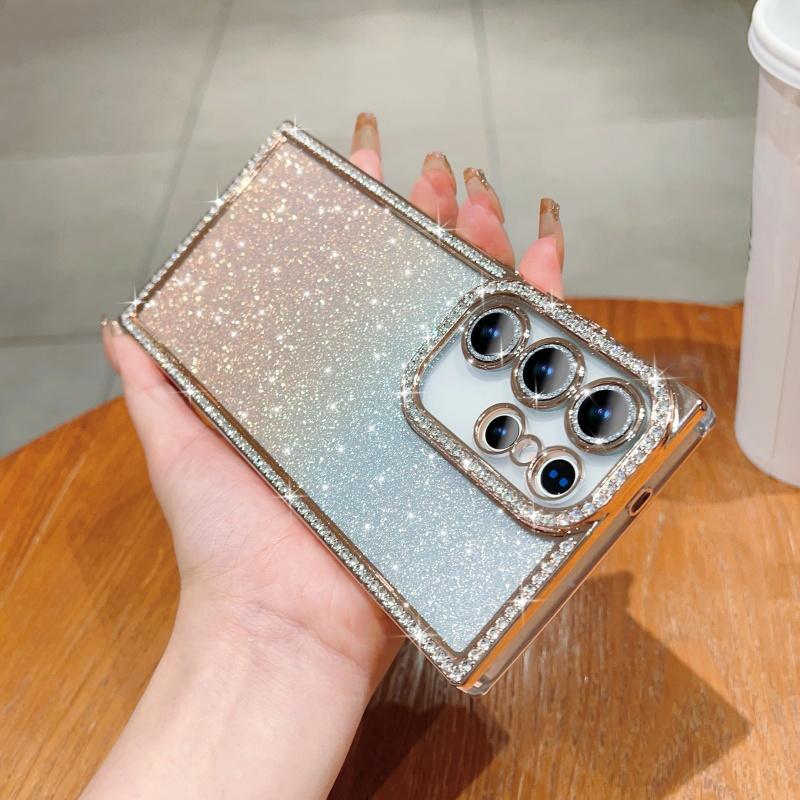 Luxury Plating Flash Diamond Glitter Bling Case For Samsung Galaxy S25 S24 Plus Ultra Soft Silicone Shockproof Proteciton Cover