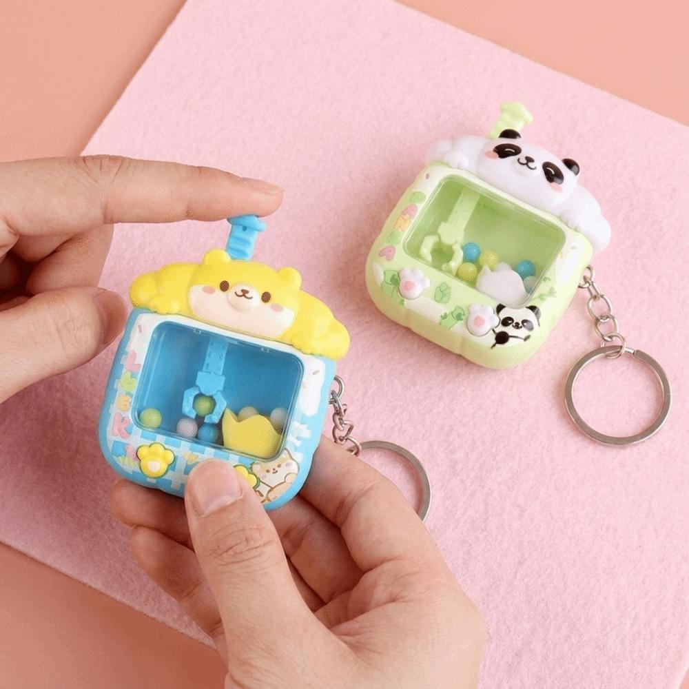 Cartoon Catching Ball Machine Keychain Plastic Tiny Arcade Games Pendant  Car Key Chains