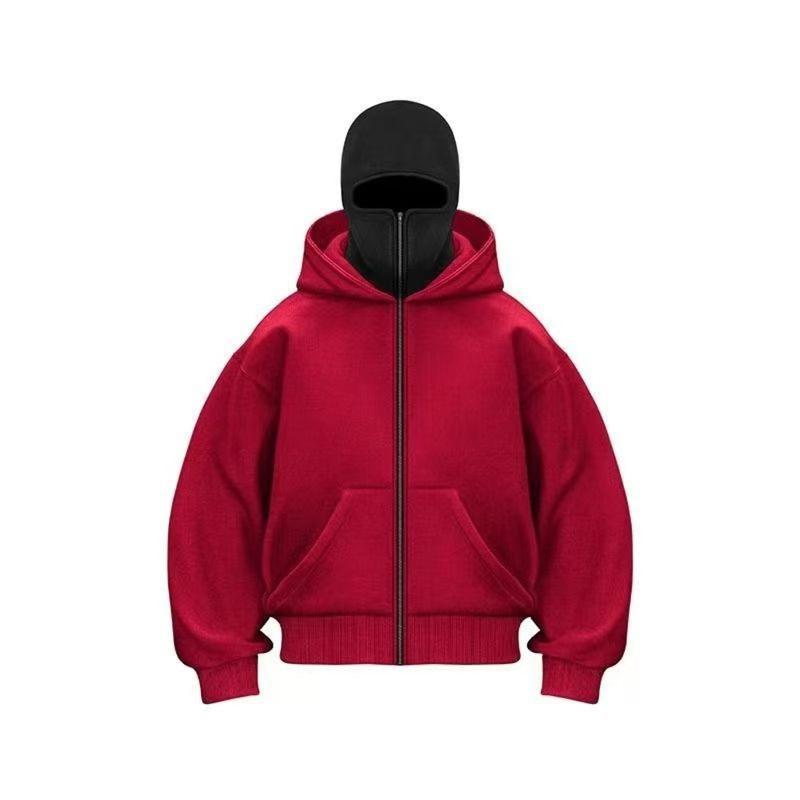Men's Double Layer Hooded Zip Up Sweatshirt.