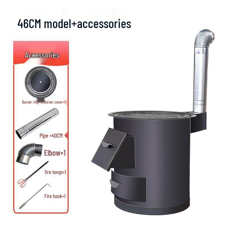 Φορητή Σόμπα Ξύλων Σιδήρου Χωρίς Καπνό: Εσωτερική & Εξωτερική Ενεργειακά Αποδοτική Ξυλόσομπα με Μεγάλο Τραπέζι για Κατσαρόλα