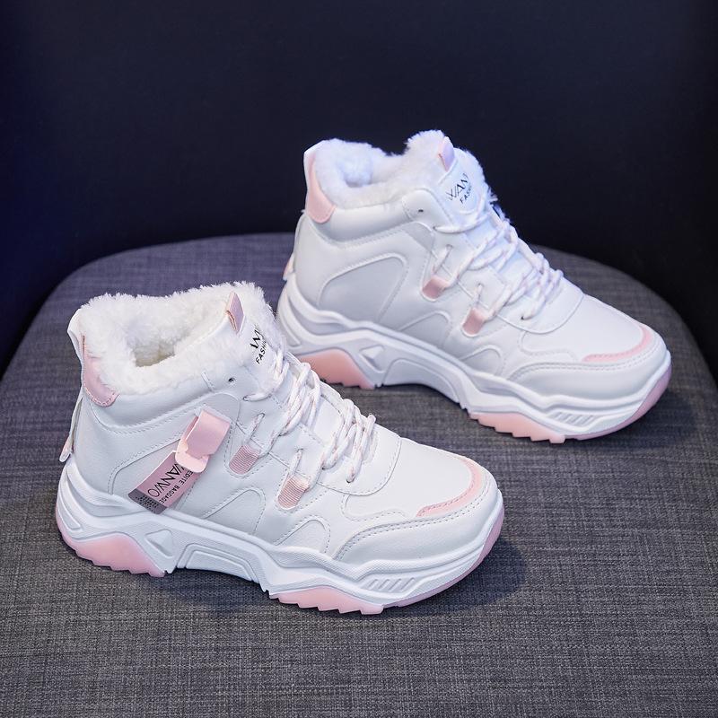 Μόδα Χειμώνας Γυναικείες Μπότες 2024 Νέα Μόδα Δέσιμο με Κορδόνια Αθλητικά Παπούτσια Κορεάτικα Γυναικεία Ψηλά Ζεστά Βαμβακερά casual Παπούτσια