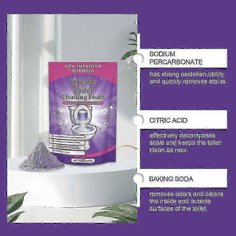 FizzClean Powder Foaming Toilet Cleaner, Self-Activating Deep Cleaning, Powerful Stain & Odor Removal, Bathroom Fixture Cleaner, 3-Pack