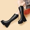 (Broken size does not make up) High boots for women's autumn new fashionable thick bottom heightening small elastic leather thin