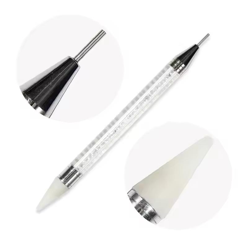 Pic à Strass à Cire pour Ongles Stylo à Points Stylo à Cire Double Pointe pour Strass Pointe Outil d'Art pour Ongles Cristal & Pierre Précieuse pour Manucure DIY