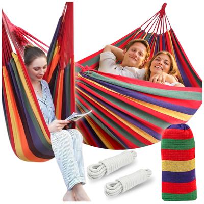 Langlebige Doppelhängematte Groß XXL Boho Schaukel 2 in 1 Baumwolle 290 cm DOPPELHÄNGEMATTE ROT