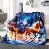 Christmas Santa Claus Print Flannel Throw Blanket, Soft Warm Holiday Blanket for Sofa Bed Couch Home Decoration