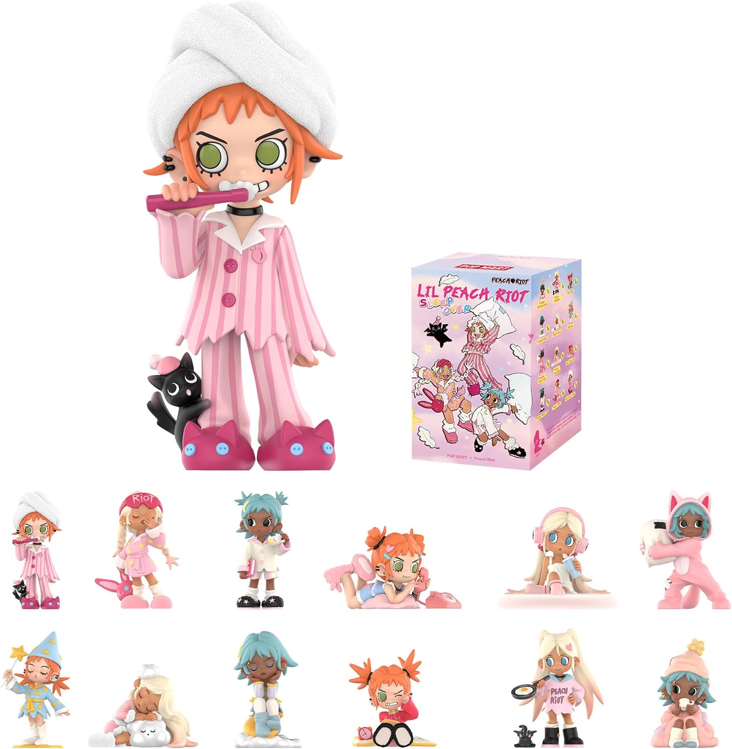 

POP MART Lil Peach Riot Sleepover Series Blind Box Figures, Holiday Birthday Gifts for Girls and Boys, Single Box