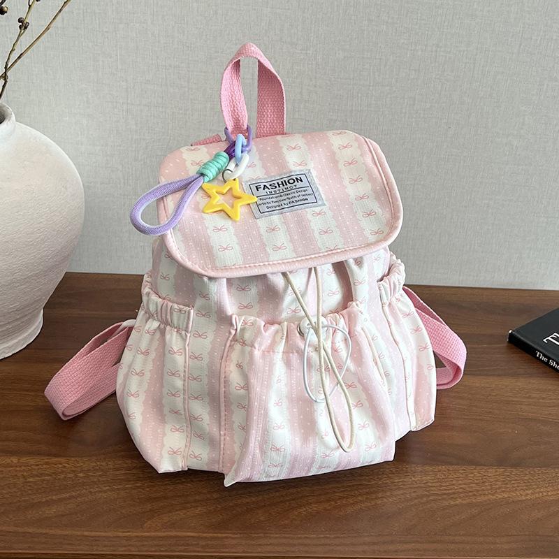 Schoolbag1011 new large-capacity stylish simple junior and high school student schoolbag striped contrasting color popular sweet backpack