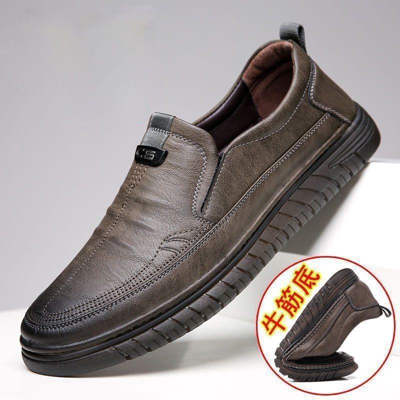 Leather soft-soled lazy shoes, one-pedal versatile casual leather shoes, men's new driving breathable