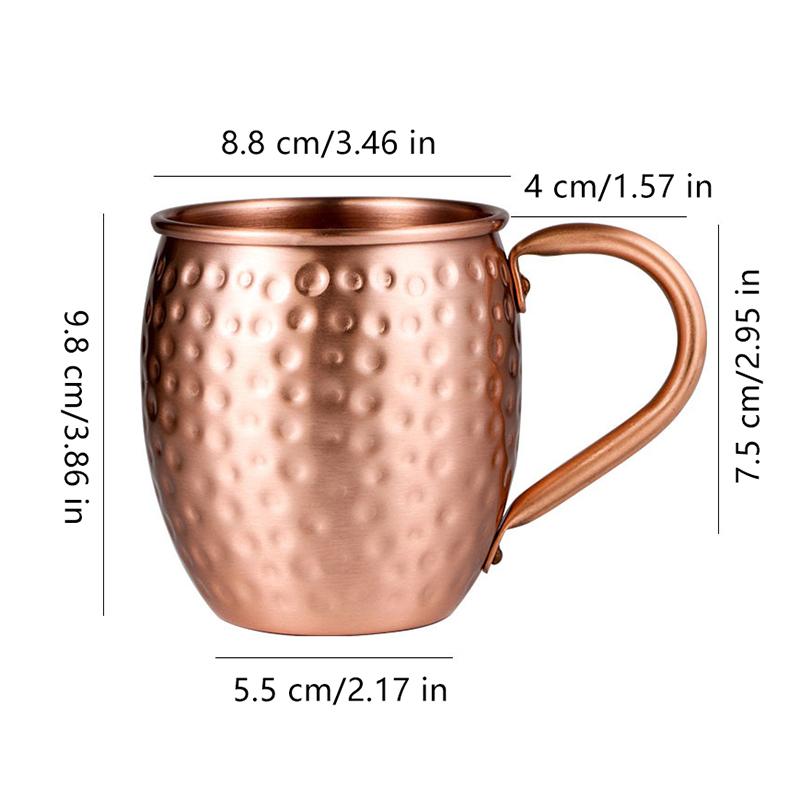 530Ml 100% Copper Moscow Mule Mug Cocktail Wine Cup Hammered Coppery Beer Mugs Coffee Mug Milk Cup Bar Cup Drinkware Durable