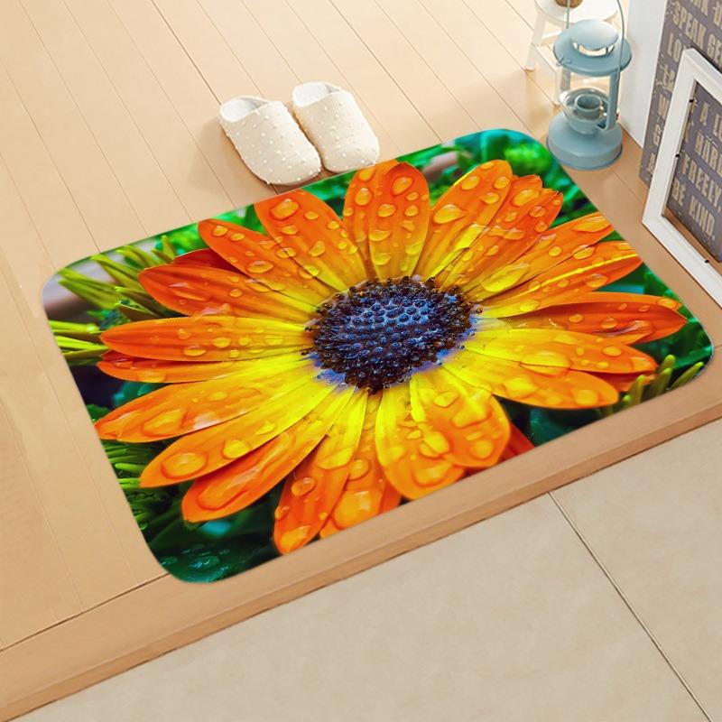 Sunflower Printed Doormat Soft Comfortable Welcome Carpet Home Living Room Bedroom Door Non-slip Doormat Toilet Floor Home Mat