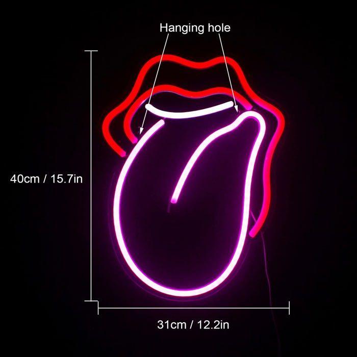 Objet lumineux - Wanxing - Panneau néon lèvres - Rose - 39,9 x 31 cm - Intérieur