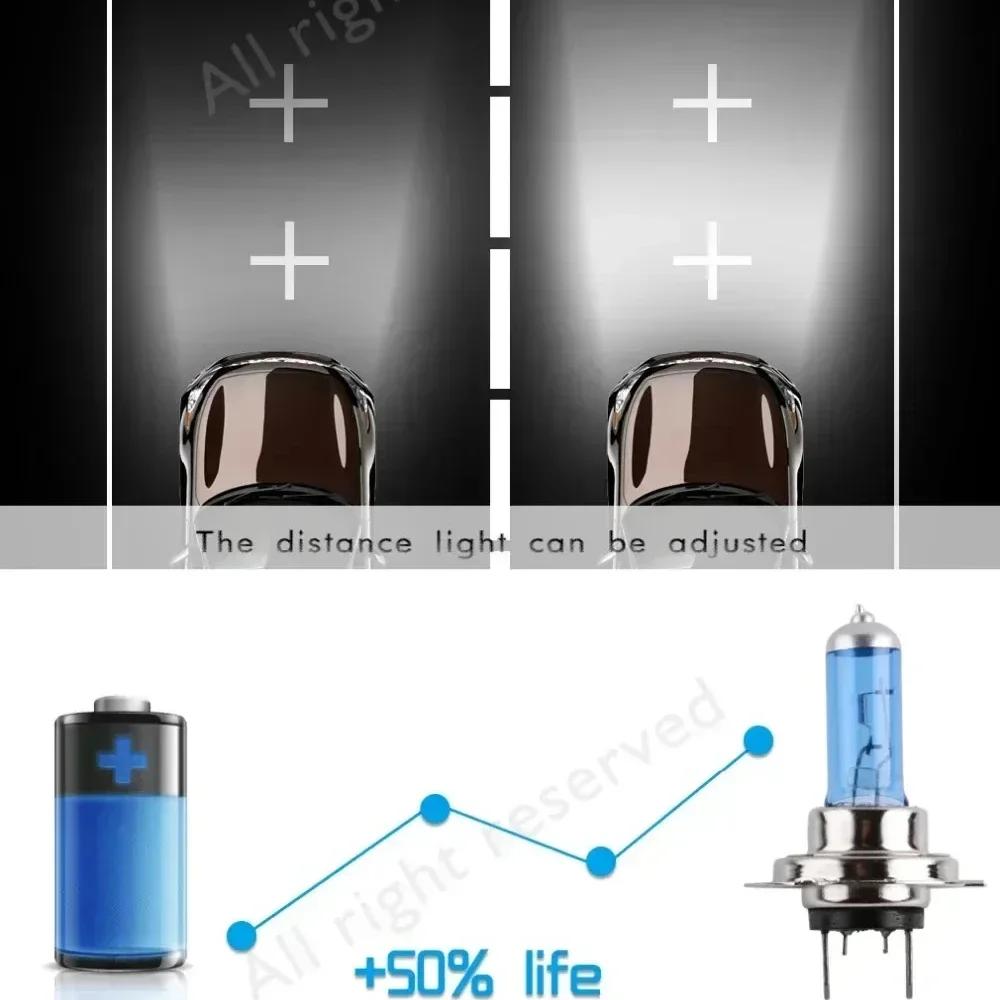 2/4/6PCS H7 Halogen Bulbs - 100W 12V Super Bright White Fog Lights for Car Headlights & Parking