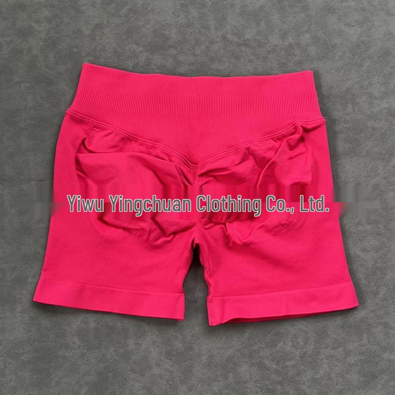 Pantalones Cortos de Yoga DF: 50 Colores, Cintura Original Fruncida de Tres Secciones, Levanta Glúteos, Tiro Bajo, Pantalones de Fitness sin Costuras de Tres Puntos