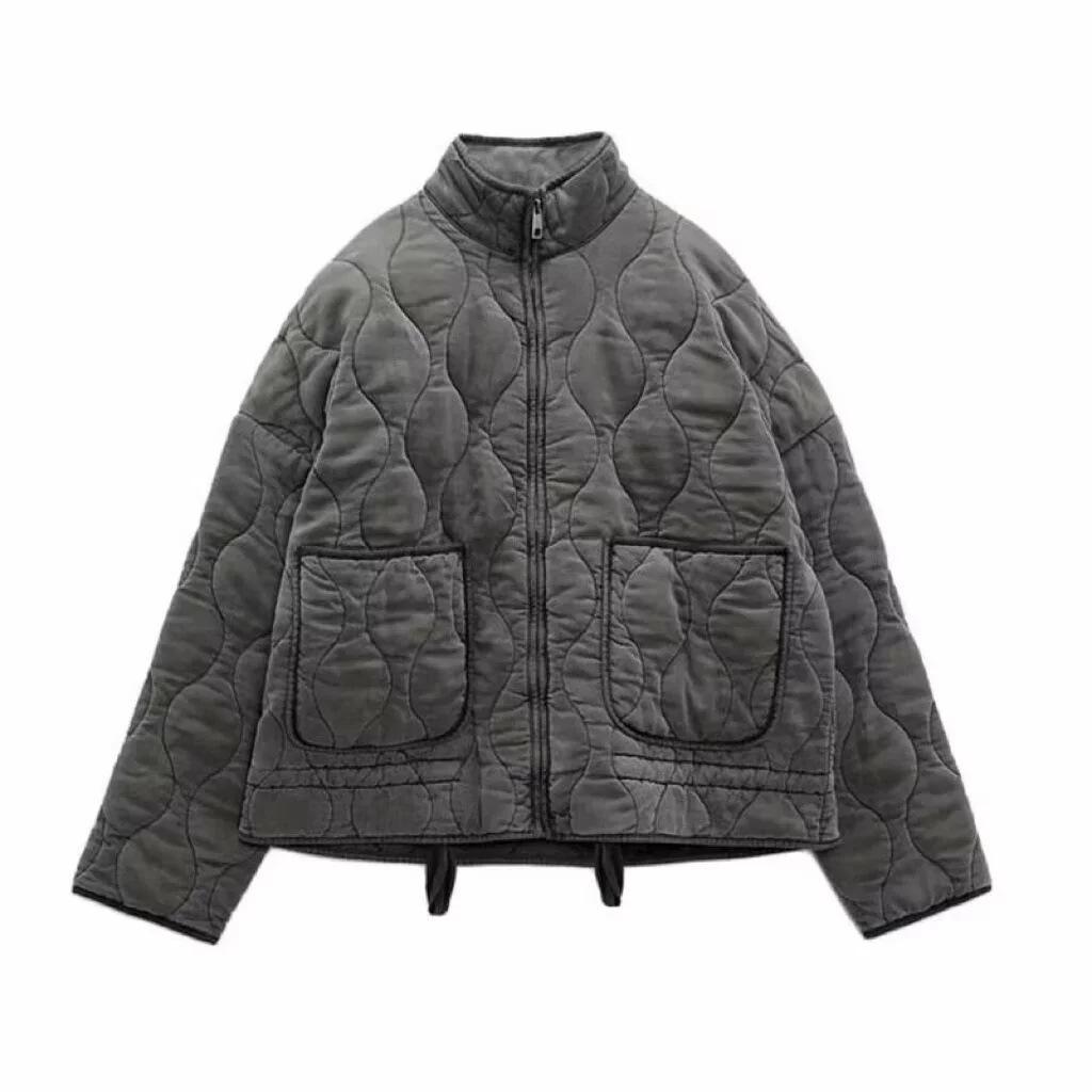 2025 Women's Urban Casual Washed Cotton Loose Stand Collar Jacket - Autumn/Winter Collection