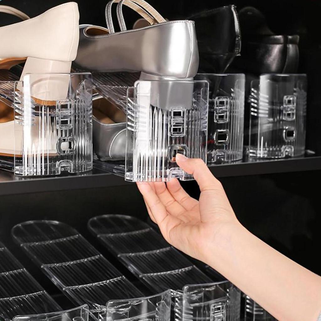Shoe Stacker Organizer 6 Piece Shoe Risers for Closet Shelf Non-Slip Stackable Double-Layer Holder Height Adjustment Storage