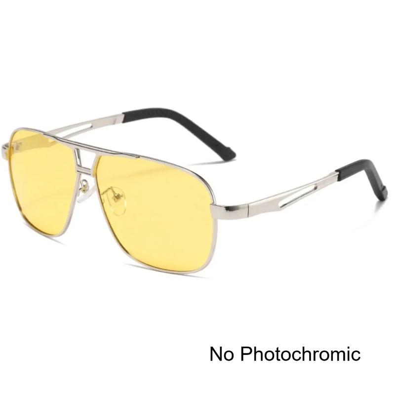 Men Night Vision Polarized Pochromic Sunglasses Aviator Style Yellow Color Change Lenses Driving Sun Glasses