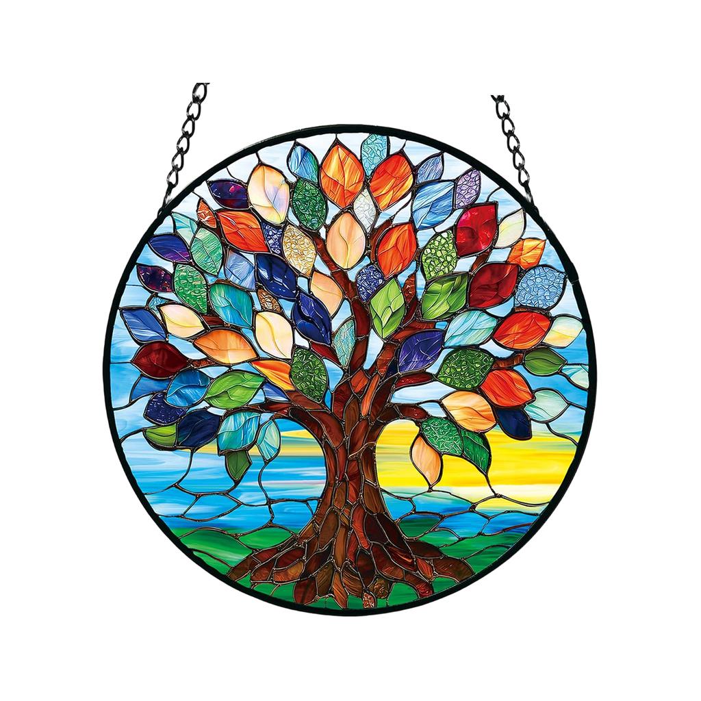 Acrylic Suncatcher Wind Chime Hanging Ornament with Bird and Floral Design for Home Garden Window Decoration Gift
