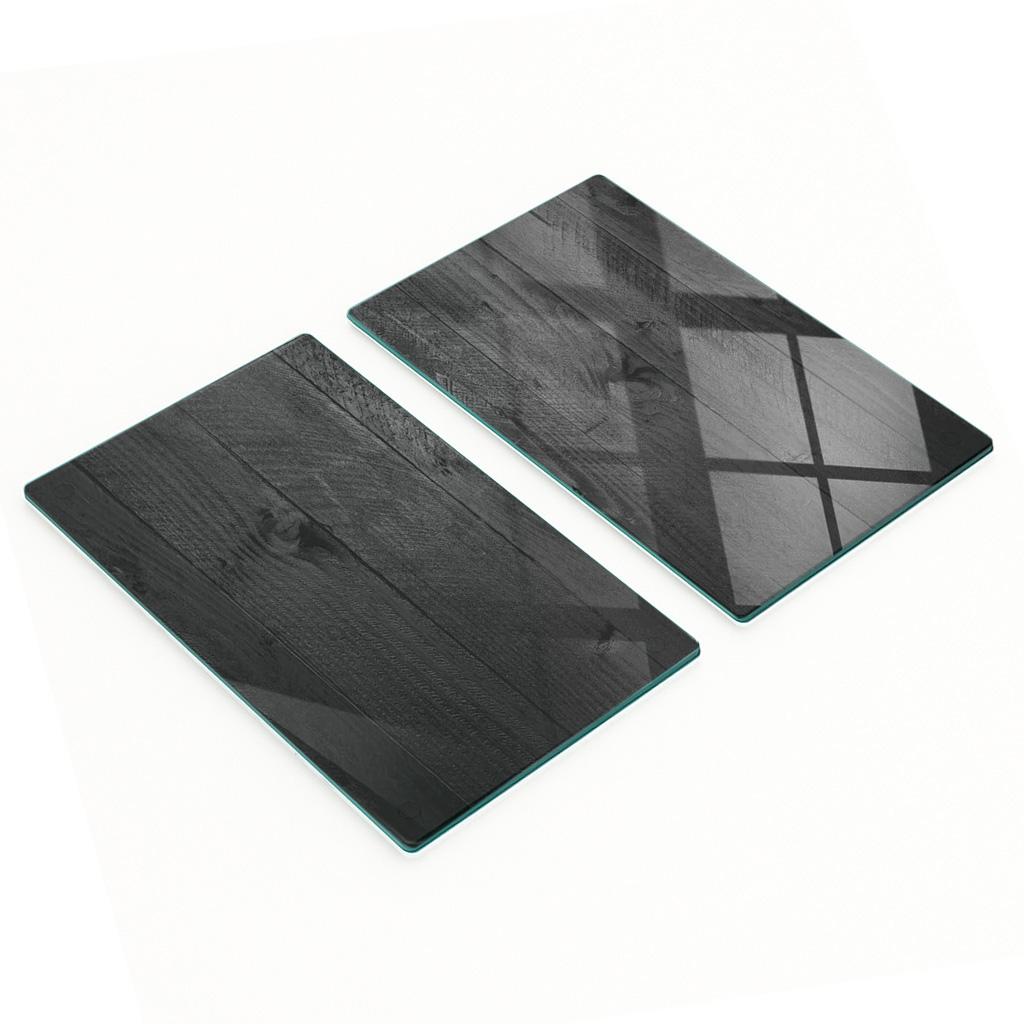 Boards Tempered Glass With Decorative Pattern Wood Boards Black 2X30X52 Cm