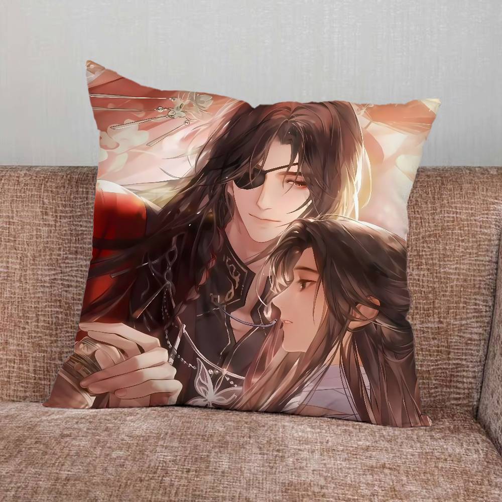 HHeaven Cartoon Officials Blessing Pillow Case For Home Bedroom Car Office Decoration Living Room Sofa Cushion Cover Suitable