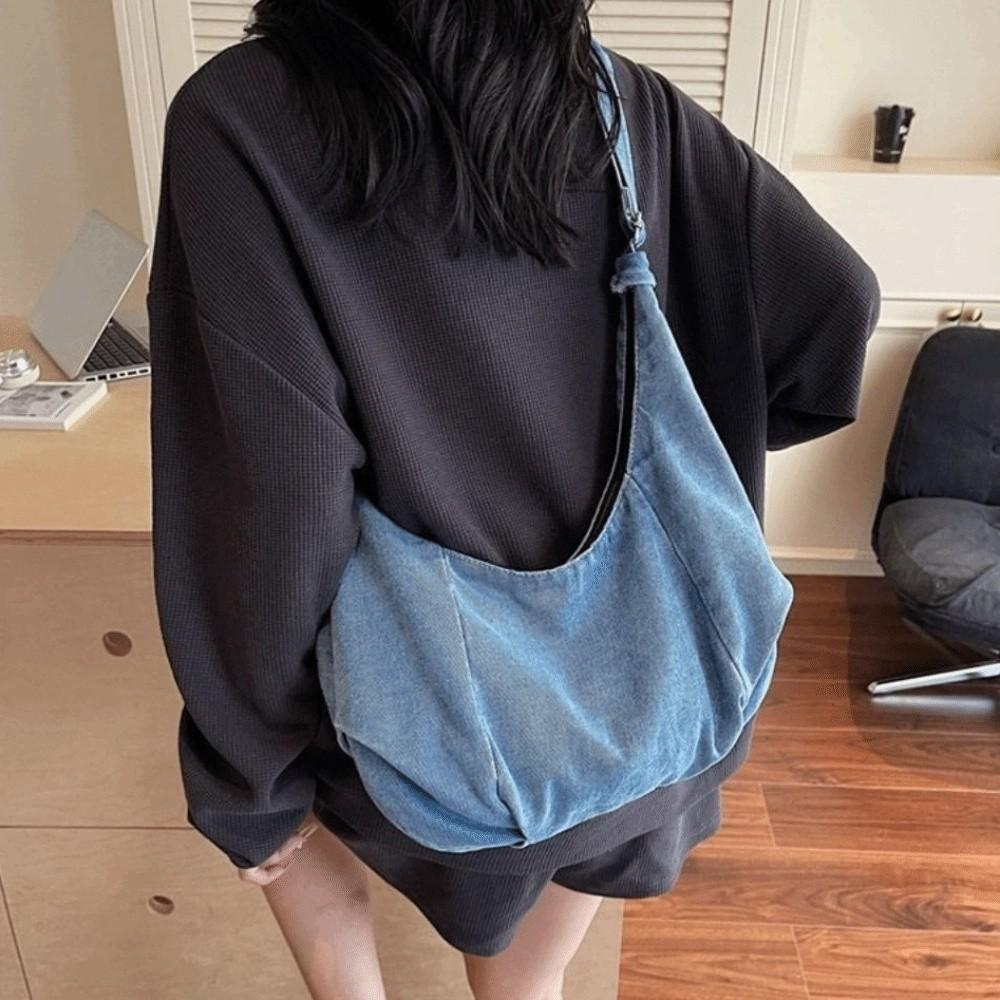 Versatile Denim Shoulder Bag Vintage Satchel Bags Fashion Hobo Sling Bag Unisex