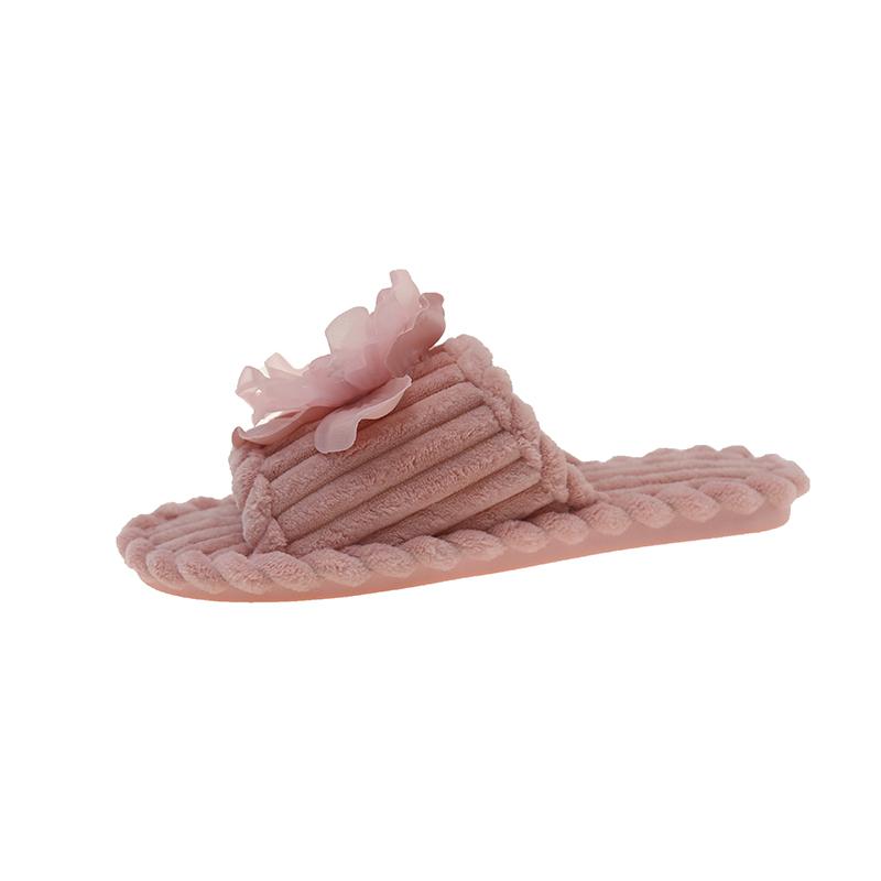 Fashion 2025 NEW  Women's Floral Indoor Flat Bottom Plush Autumn Winter Cotton New Version Single Strap Indoor Slippers