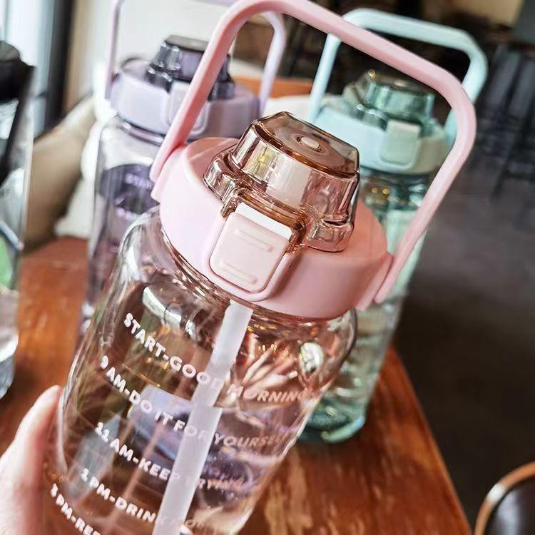 High-Capacity Sports Water Cup with Straw - Heat-Resistant Plastic, Portable Fitness Bottle
